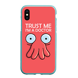 Чехол iPhone XS Max матовый Trust Me I'm a Doctor, цвет: 3D-мятный