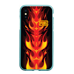 Чехол iPhone XS Max матовый PUBG: Hell Flame, цвет: 3D-мятный