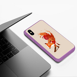 Чехол iPhone XS Max матовый Paint Fox, цвет: 3D-фиолетовый — фото 2