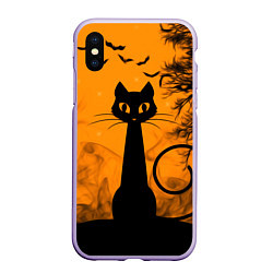 Чехол iPhone XS Max матовый Halloween Cat, цвет: 3D-светло-сиреневый