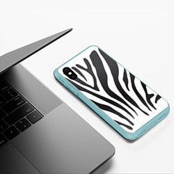 Чехол iPhone XS Max матовый Африканская зебра, цвет: 3D-мятный — фото 2