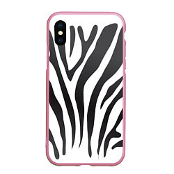 Чехол iPhone XS Max матовый Африканская зебра, цвет: 3D-розовый
