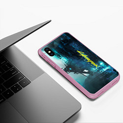 Чехол iPhone XS Max матовый Cyberpunk 2077: Techno, цвет: 3D-розовый — фото 2