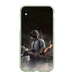 Чехол iPhone XS Max матовый PUBG Soldier, цвет: 3D-салатовый