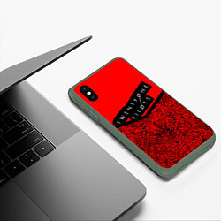 Чехол iPhone XS Max матовый 21 Pilots: Red Pattern, цвет: 3D-темно-зеленый — фото 2