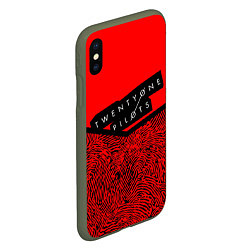 Чехол iPhone XS Max матовый 21 Pilots: Red Pattern, цвет: 3D-темно-зеленый — фото 2