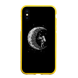 Чехол iPhone XS Max матовый Лунный шахтер, цвет: 3D-желтый