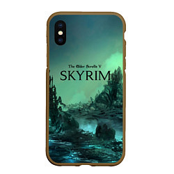 Чехол iPhone XS Max матовый SKYRIM, цвет: 3D-коричневый