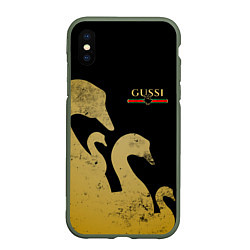 Чехол iPhone XS Max матовый GUSSI: Gold Edition, цвет: 3D-темно-зеленый