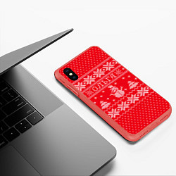 Чехол iPhone XS Max матовый Новогодняя Ольга, цвет: 3D-красный — фото 2