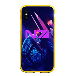 Чехол iPhone XS Max матовый N7: Neon Space, цвет: 3D-желтый