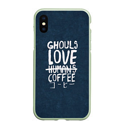 Чехол iPhone XS Max матовый Ghouls Love Coffee, цвет: 3D-салатовый