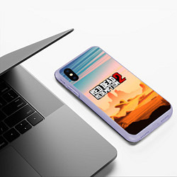Чехол iPhone XS Max матовый RDR 2: Wild West, цвет: 3D-светло-сиреневый — фото 2