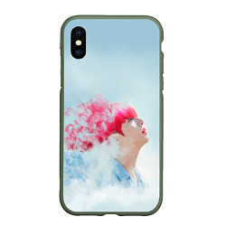 Чехол iPhone XS Max матовый BTS: Jungkook Pink, цвет: 3D-темно-зеленый