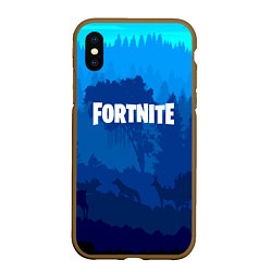 Чехол iPhone XS Max матовый Fortnite: Blue Forest, цвет: 3D-коричневый