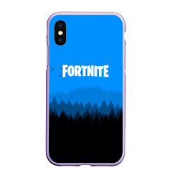 Чехол iPhone XS Max матовый Fortnite: Sky Forest, цвет: 3D-светло-сиреневый