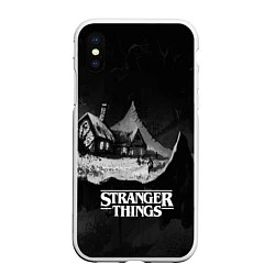 Чехол iPhone XS Max матовый Stranger Things: Black Hut, цвет: 3D-белый