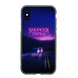 Чехол iPhone XS Max матовый Stranger Things: Neon Road, цвет: 3D-темно-зеленый