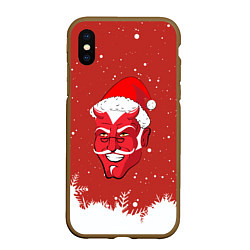 Чехол iPhone XS Max матовый Сатана Санта, цвет: 3D-коричневый