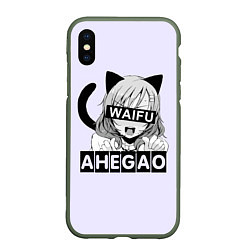 Чехол iPhone XS Max матовый Ahegao Waifu, цвет: 3D-темно-зеленый