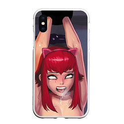 Чехол iPhone XS Max матовый Ahegao, цвет: 3D-белый