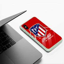 Чехол iPhone XS Max матовый ФК Атлетико Мадрид, цвет: 3D-салатовый — фото 2
