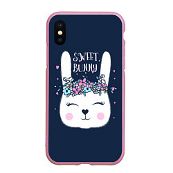 Чехол iPhone XS Max матовый Sweet Bunny, цвет: 3D-розовый