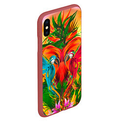 Чехол iPhone XS Max матовый Яркие тропики, цвет: 3D-красный — фото 2