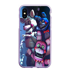 Чехол iPhone XS Max матовый Five Nights at Freddys, цвет: 3D-светло-сиреневый