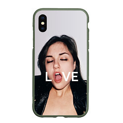 Чехол iPhone XS Max матовый Sasha Grey: LOVE, цвет: 3D-темно-зеленый