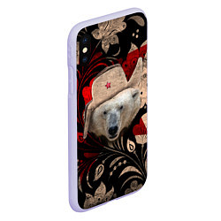 Чехол iPhone XS Max матовый Медведь в ушанке, цвет: 3D-светло-сиреневый — фото 2