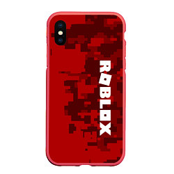 Чехол iPhone XS Max матовый ROBLOX: Red Camo, цвет: 3D-красный