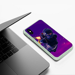 Чехол iPhone XS Max матовый Fortnite: Cyborg Fly, цвет: 3D-салатовый — фото 2