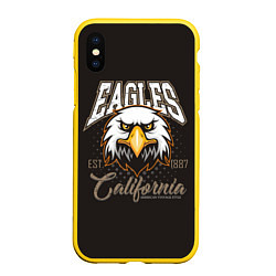 Чехол iPhone XS Max матовый Eagles California, цвет: 3D-желтый