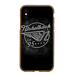 Чехол iPhone XS Max матовый Nickelback Est. 1995, цвет: 3D-коричневый