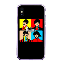 Чехол iPhone XS Max матовый The Beatles: Pop Art, цвет: 3D-светло-сиреневый