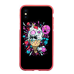 Чехол iPhone XS Max матовый Мороженое монстров, цвет: 3D-красный