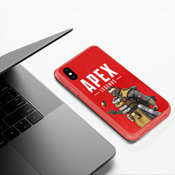 Чехол iPhone XS Max матовый Apex Legends: Red Caustic, цвет: 3D-красный — фото 2