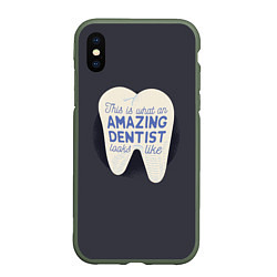 Чехол iPhone XS Max матовый Amazing Dentist, цвет: 3D-темно-зеленый