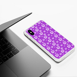 Чехол iPhone XS Max матовый Twitch: Violet Pattern, цвет: 3D-белый — фото 2