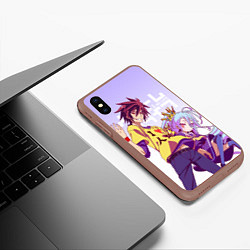 Чехол iPhone XS Max матовый No Game No Life, цвет: 3D-коричневый — фото 2