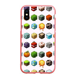 Чехол iPhone XS Max матовый Minecraft Cubes