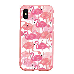 Чехол iPhone XS Max матовый Рай фламинго, цвет: 3D-баблгам