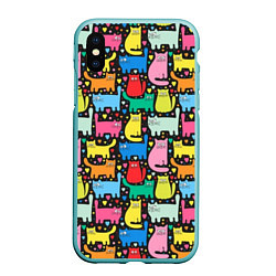 Чехол iPhone XS Max матовый Разноцветные котики