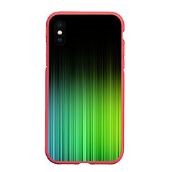 Чехол iPhone XS Max матовый Неоновые полосы - Минимализм, цвет: 3D-красный