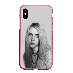 Чехол iPhone XS Max матовый BILLIE EILISH, цвет: 3D-малиновый