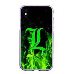 Чехол iPhone XS Max матовый L letter flame, цвет: 3D-светло-сиреневый