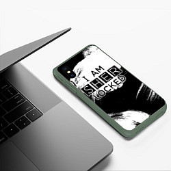 Чехол iPhone XS Max матовый Sherlock, цвет: 3D-темно-зеленый — фото 2