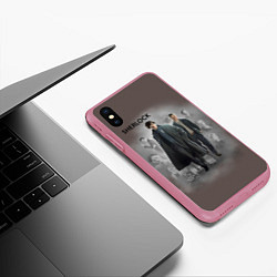 Чехол iPhone XS Max матовый Sherlock, цвет: 3D-малиновый — фото 2
