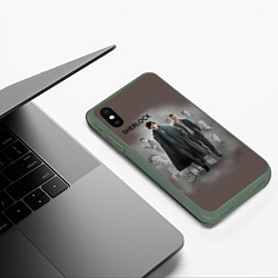 Чехол iPhone XS Max матовый Sherlock, цвет: 3D-темно-зеленый — фото 2